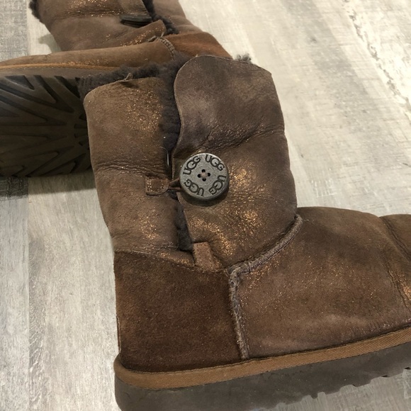 UGG Australia Brown Sparkle Suede Boots - Picture 4 of 5